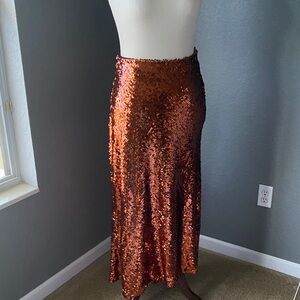 Zara Sequin Copper Skirt NWT